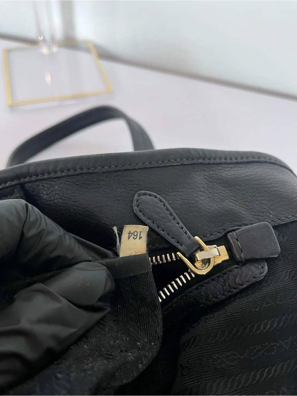 PRADA NYLON AND LEATHER TOTE.